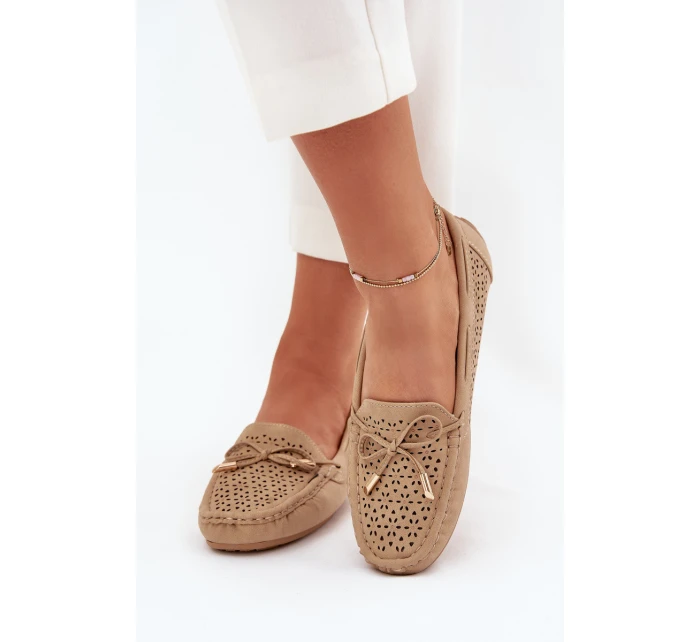 Dámské mokasíny s vzorem a šněrováním Khaki model 21704501 - Boto Dámské mokasíny s vzorem a šněrováním Khaki model 21704501 - Boto