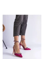 Dámske lodičky na podpätku H2810 Dark pink glitter - BELLAMICA shoes