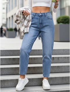FashionStreet dámske džínsy s vysokým pásom v mom fit strihu UY2950