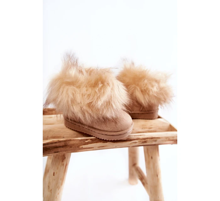 Dziecięce Botki Śniegowce Z Futerkiem Beżowe Ariana