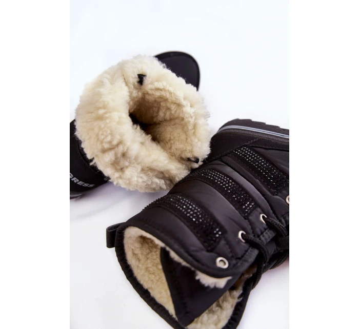 Dámské šněrovací boty do sněhu Progress model 21602444 Černé - Boto Dámské šněrovací boty do sněhu Progress model 21602444 Černé - Boto