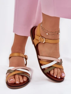 Damskie Sandały Z Przeplatającymi Się Paskami Sergio Leone SK090H Żółte