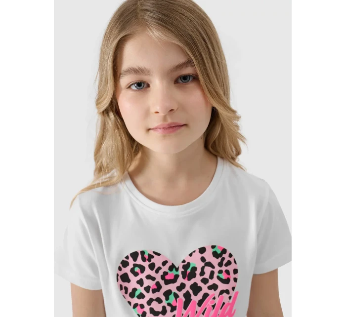 Dievčenské tričko s potlačou 4F - biele