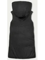 Obojstranná čierna dlhá dámska vesta (V723) Obojstranná čierna dlhá dámska vesta (V723)