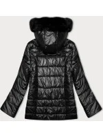 Černá prošívaná dámská bunda s kapucí model 21246815 - S'WEST Černá prošívaná dámská bunda s kapucí model 21246815 - S'WEST