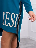 Morské šaty s kapucňou a potlačou