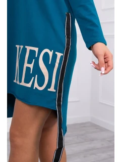 Morské šaty s kapucňou a potlačou