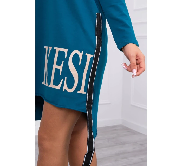 Morské šaty s kapucňou a potlačou