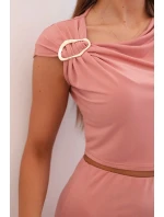 Dámský komplet s sponou a sukní tmavě růžový model 21043820 - K-Fashion Dámský komplet s sponou a sukní tmavě růžový model 21043820 - K-Fashion