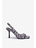 Ženské sandály na podpatku z eko semiše zebra Calvoria