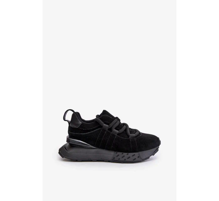 Semišové dámske tenisky na platforme s hrubým šnurovaním Artiker Black Semišové dámske tenisky na platforme s hrubým šnurovaním Artiker Black