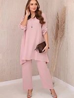 Dámsky komplet blúzka + nohavice s príveskom 27941 Powder pink - Kesi