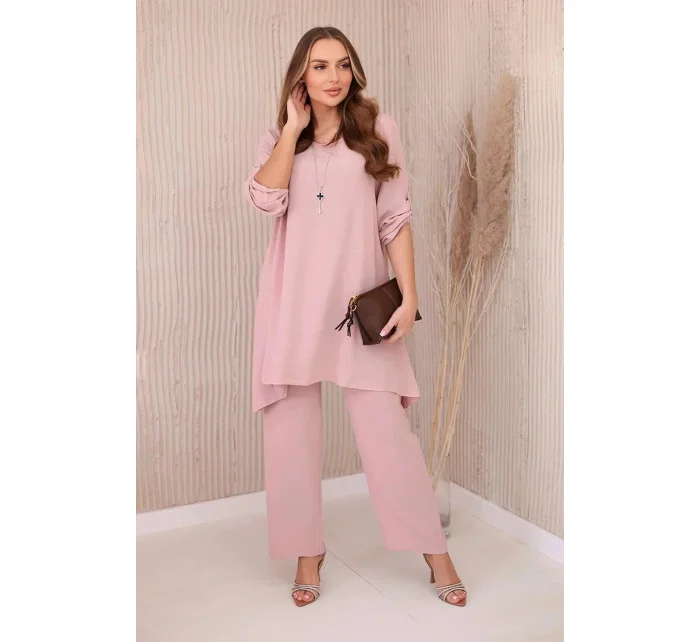Dámsky komplet blúzka + nohavice s príveskom 27941 Powder pink - Kesi Dámsky komplet blúzka + nohavice s príveskom 27941 Powder pink - Kesi