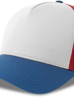 Atlantis Headwear Rapper Cotton-S 5-panelová truckerová čiapka 33.0260 biela/červená/kráľovská modrá