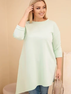 Dámská model 21808677 Plus Size z viskózy s volným střihem a dlouhým rukávem mátová - K-Fashion