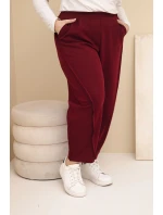 Dámske Plus veľkosť bavlnené nohavice s vysokým pásom voľné nohavice bordová Dámske Plus veľkosť bavlnené nohavice s vysokým pásom voľné nohavice bordová