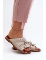 Klapki Damskie Na Płaskim Obcasie Beżowe Nelvira