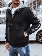 Pánska zateplená mikina s potlačou čierna FashionStreet BX5613