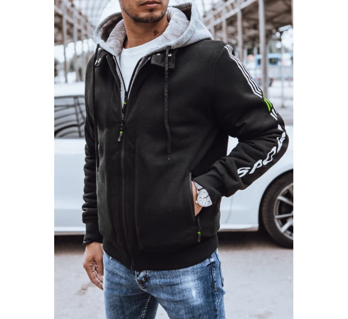 Pánska zateplená mikina s potlačou čierna FashionStreet BX5613