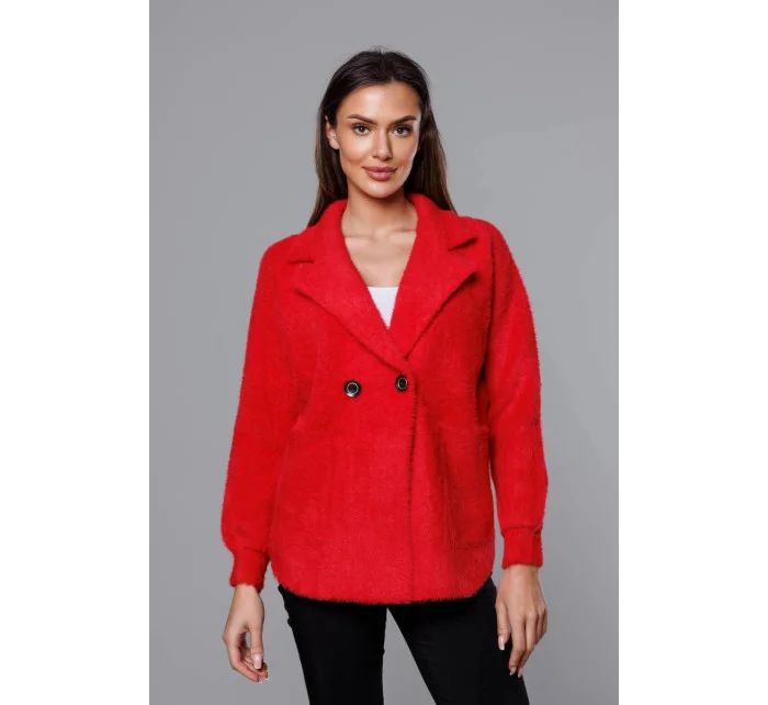 Krátký červený přehoz přes oblečení typu alpaka model 18059121 - MADE IN ITALY