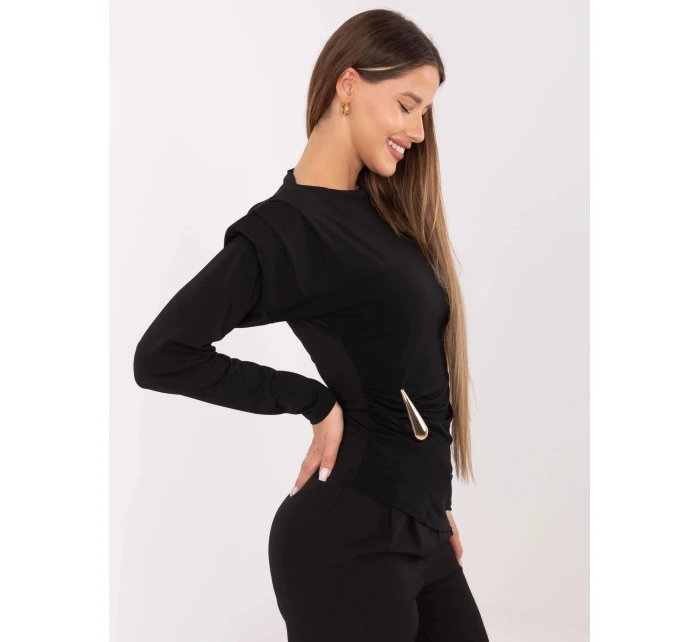 Elegantná vankúšová blúzka čierna (21898)