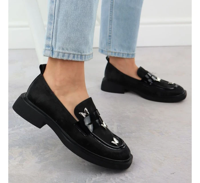 Dámske topánky lords s motýľmi čierne Potocki SZ12650