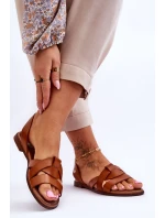 Pohodlné kožené sandály hnědé model 21617507 - Zazoo Pohodlné kožené sandály hnědé model 21617507 - Zazoo
