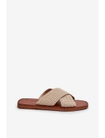 Klapki Damskie Płaskie Big Star NN274078 Beżowe