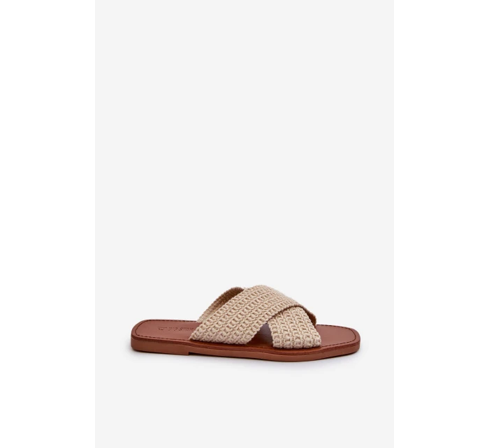 Klapki Damskie Płaskie Big Star NN274078 Beżowe