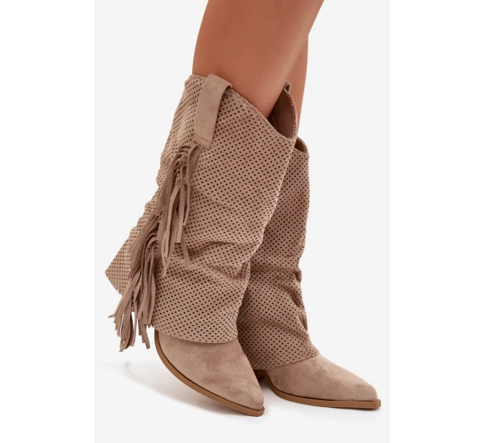 Kovbojky s třásněmi na klínu Béžové Pireya