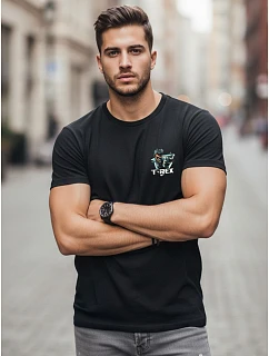 Pánske bavlnené tričko s potlačou dinosaurov čierne FashionStreet NX0141R