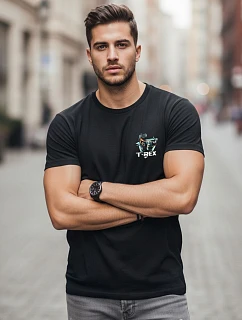 Pánske bavlnené tričko s potlačou dinosaurov čierne FashionStreet NX0141R