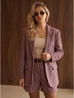 Dámská sako s kostkovaným vzorem v barvě bordó, FashionStreet PY0153