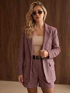 Dámske sako s kockovaným vzorom v bordovej farbe, FashionStreet PY0153