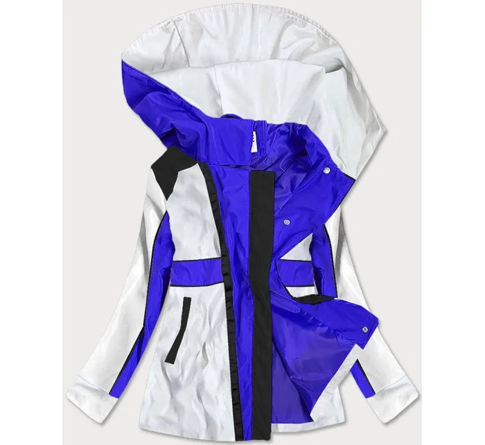 Svetlo modro-biela dámska bunda vetrovka s kapucňou (YR1967)