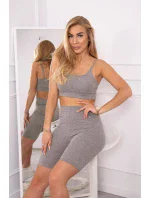 Športový set top + legíny šedá
