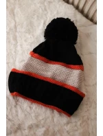 Dámska čiapka Kinga K297 čierna+tmavo ružová+béžová