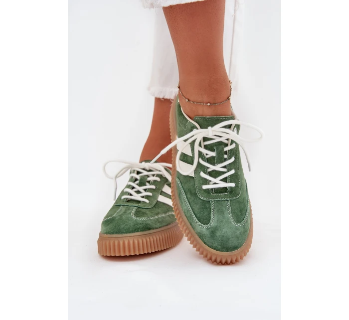 Dámské Velurové Tenisky Na Platformě Zelené model 21703435 - Boto