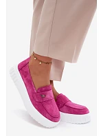 Kožené semišové dámské polobotky na platformě nazouvací model 22126219 - VINCEZA