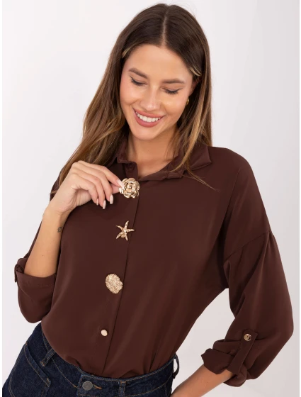 Koszula MI KS model 21441111 ciemny brązowy - FPrice