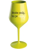 BOŽE MŮJ, TO JE CHUJ - žlutá nerozbitná sklenice na víno 470 ml