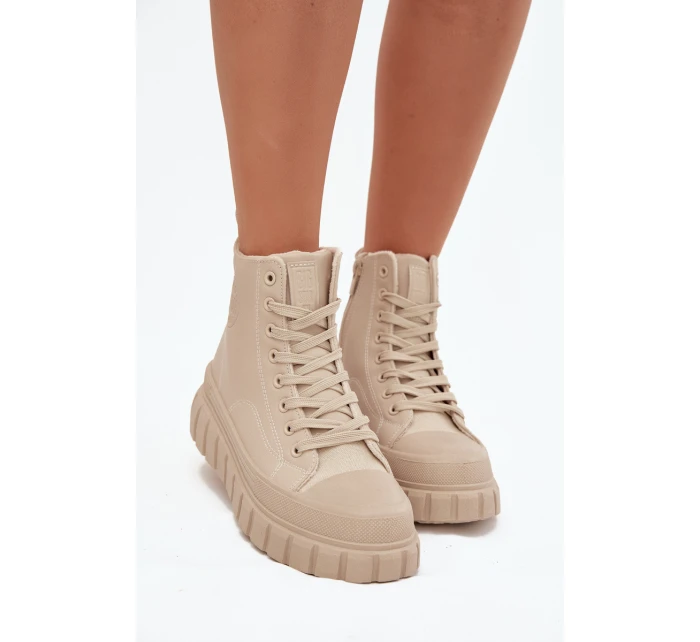 Dámské zateplené kotníkové tenisky na platformě model 21789257 Světle béžová - Big Star