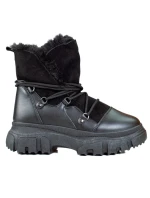 Zajímavé  sněhule dámské černé bez podpatku