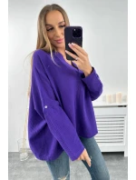 Mušelínová blúzka s vyhrnutými rukávmi tmavo fialová