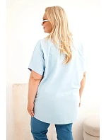 Dámská bavlněná halenka Plus Size s model 22185749 modrá - K-Fashion