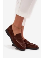 Mokasyny Damskie Z Eko Zamszu Czekoladowe Tynara