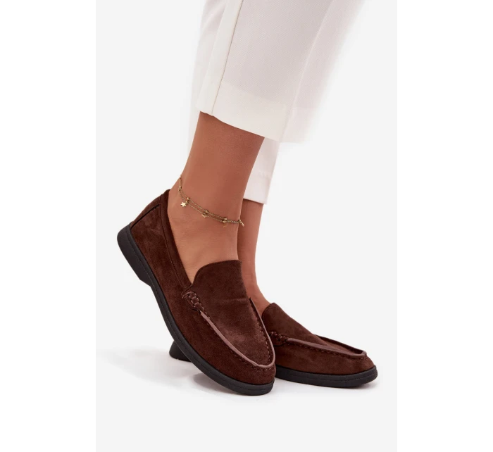 Mokasyny Damskie Z Eko Zamszu Czekoladowe Tynara