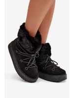 Sněhule s kožíškem a šněrováním Černé Sarivie Sněhule s kožíškem a šněrováním Černé Sarivie