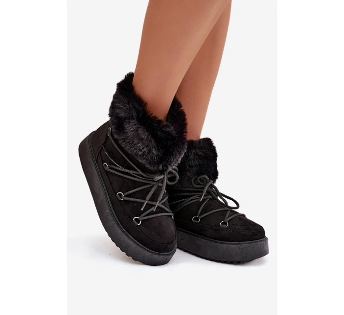 Sněhule s kožíškem a šněrováním Černé Sarivie Sněhule s kožíškem a šněrováním Černé Sarivie