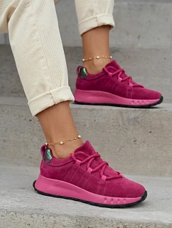 Kožené Semišové Dámské Tenisky Fuchsiová model 22069518 - EVENTO